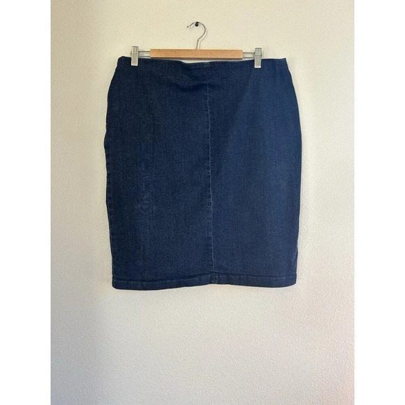 Vintage Lauren Ralph Lauren Jean Skirt Lace Up Detail Y2K 16W - Picture 2 of 6